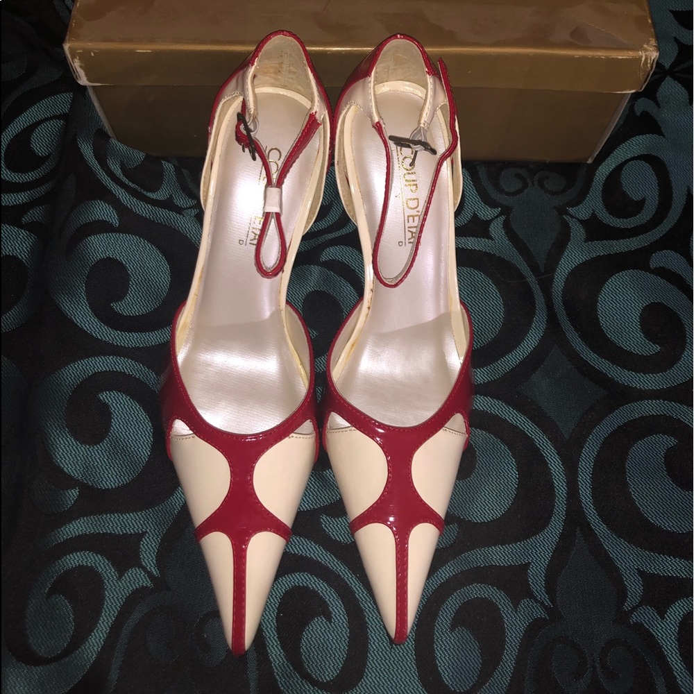 Coup D’etat Red and White high heels